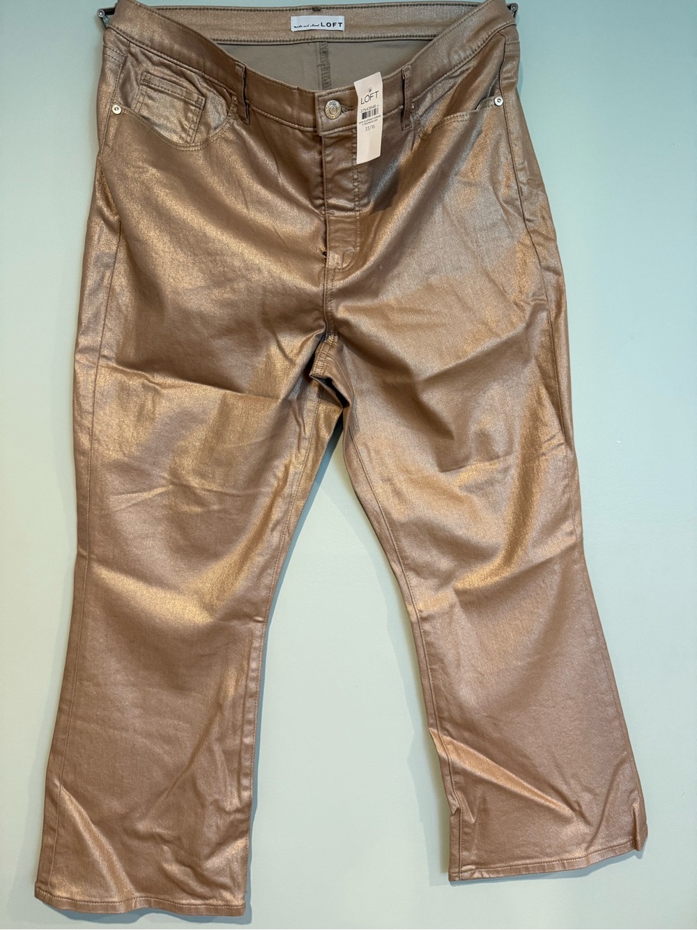 LOFT Shimmery Bronze/Gold  Straight-Leg Jeans